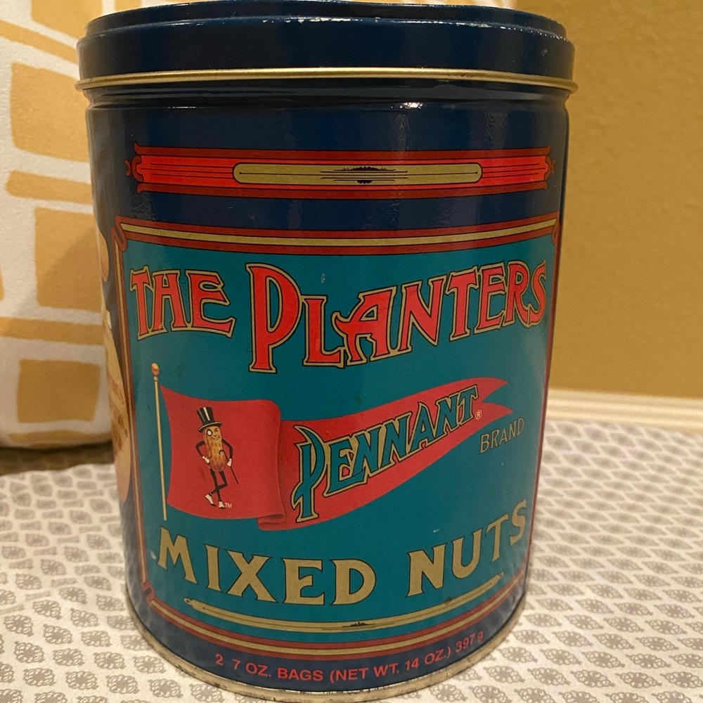 Vintage Planters Pennant Salted Peanuts Tin Can Advertising Mr. Peanut Pennant
